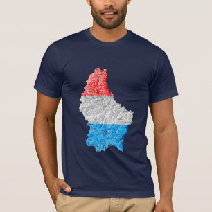 Camiseta Camisa-T do Mapa de Flagcolor do Luxemburgo