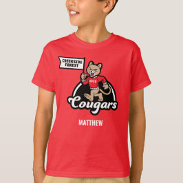 Camiseta Camisa-T do Mascot Elementar Cougar Mascot da Flor