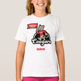Camiseta Camisa-T do Mascot Elementar Cougar Mascot da Flor