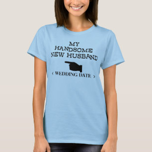 Camiseta Camisa-T do novo marido (data de casamento)