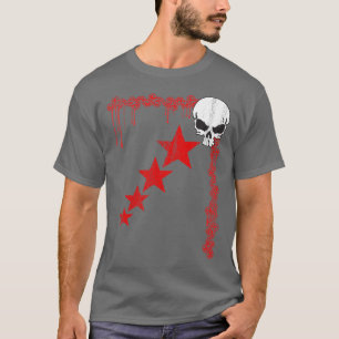 Camiseta Camisa-T do padrão do crânio/estrela (vermelho)