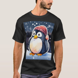 Camiseta Camisa-T do Pinguim-Inverno - Frio-Frio Cute & Coz
