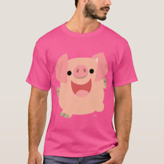 Camiseta Camisa-T do Porco de Cartoon de Feliz