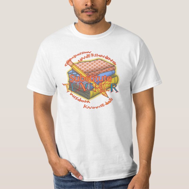 Camiseta Camisa-T do professor substituto Motto (Frente)