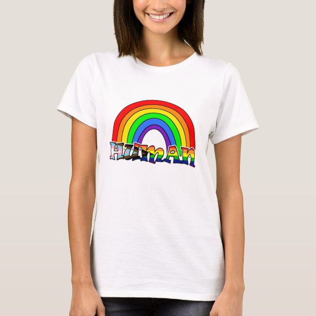 Camiseta Camisa-T do Rainbow Human LGBTQ+ (Frente)