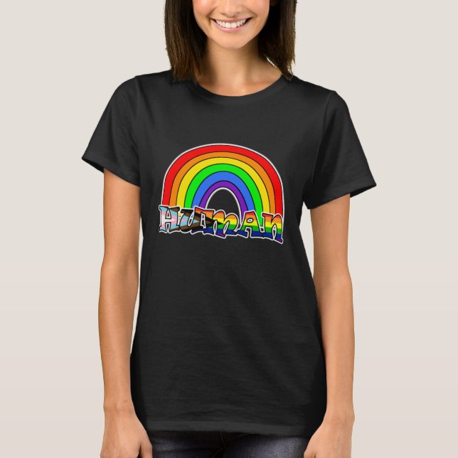 Camiseta Camisa-T do Rainbow Human LGBTQ+ (Frente)