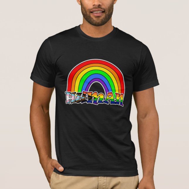Camiseta Camisa-T do Rainbow Human LGBTQ+ (Frente)