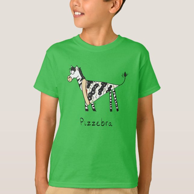 Camiseta Camisa-T do Rapaz da Pizzebra Pizza Zebra (Frente)