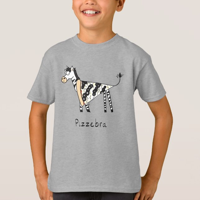 Camiseta Camisa-T do Rapaz da Pizzebra Pizza Zebra (Frente)