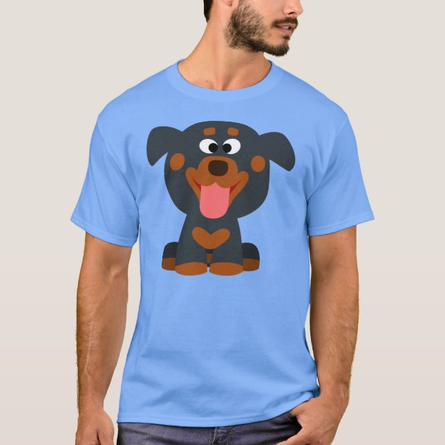 Camiseta Camisa-T do Rottweiler do Bebê de Cartoon (Frente)