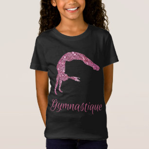 Camiseta Camisa-T do Shimmer Rosa (Francês) Gymnastique