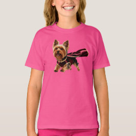 Camiseta Camisa-T do Yorkie Super-Heroi Kid