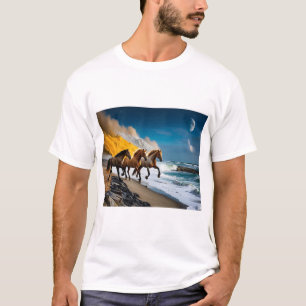 Camiseta Camisa-T dos Cavalos Majestosos - Estilo equestre 
