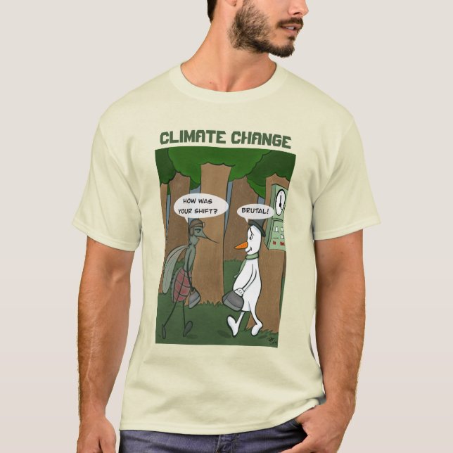 Camiseta Camisa-T dos Homens contra as Alterações Climática (Frente)
