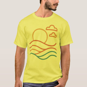 Camiseta Camisa-T dos Homens da Trabalho de arte de Praia M