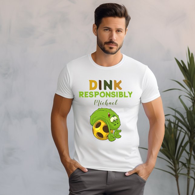 Camiseta Camisa-T dos Homens de Pickleball Dink Responsável (Criador carregado)