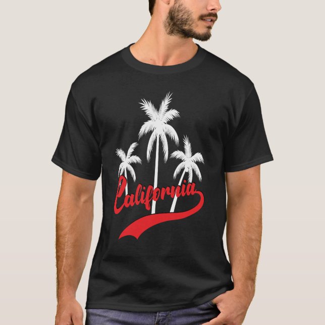 Camiseta Camisa-T dos Homens Retro Sunset da Califórnia (Frente)