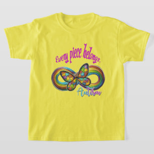 Camiseta Camisa-T dos rapazes - Design-borboleta Quebra-cab
