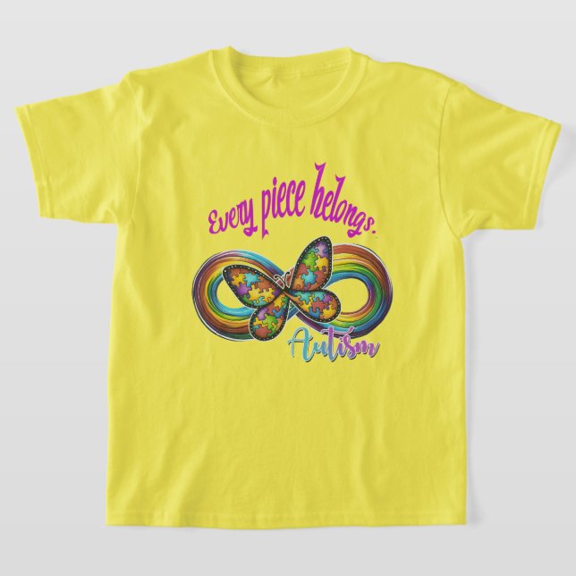 Camiseta Camisa-T dos rapazes - Design-borboleta Quebra-cab (Postura )