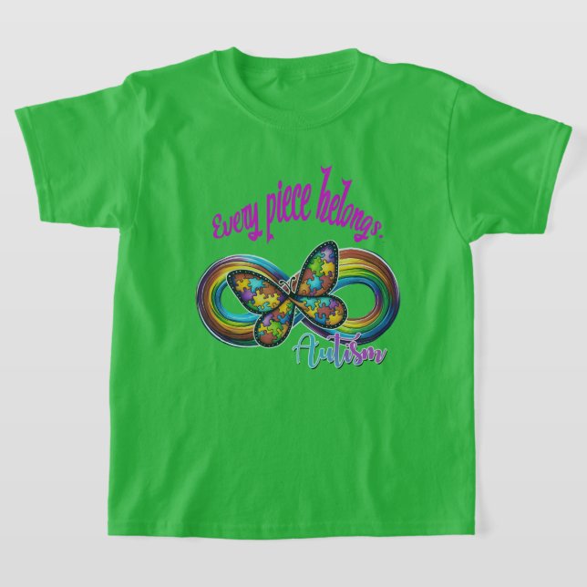 Camiseta Camisa-T dos rapazes - Design-borboleta Quebra-cab (Postura )