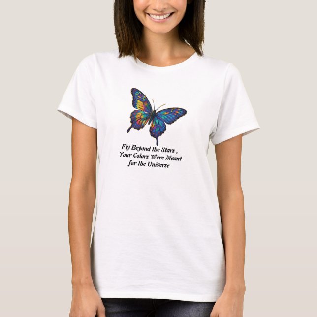 Camiseta Camisa-T empoderada de borboleta para mulheres (Frente)