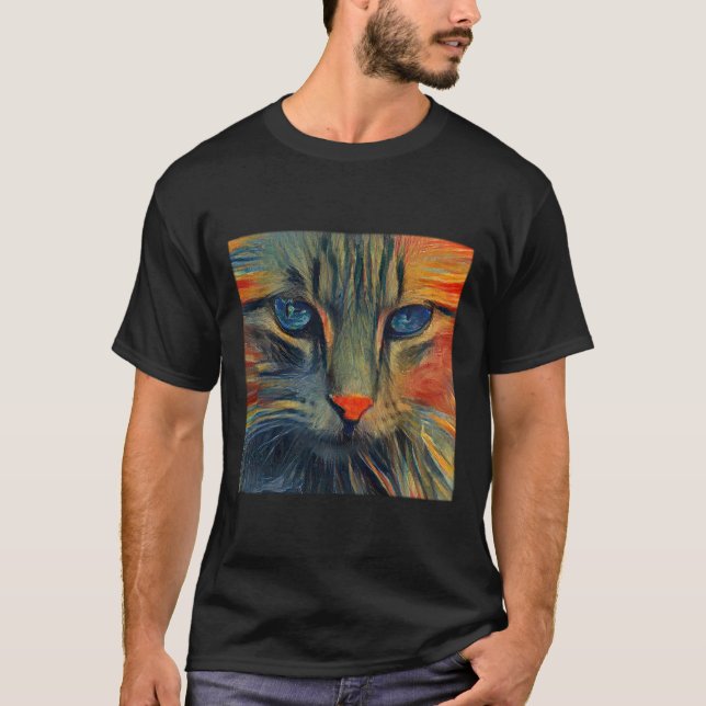 Camiseta Camisa-T Escura Básica do Munch Cat (Frente)
