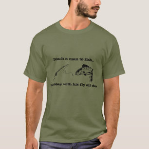 Camiseta Camisa-T Escura Básica, Tea De Pesca De Voo