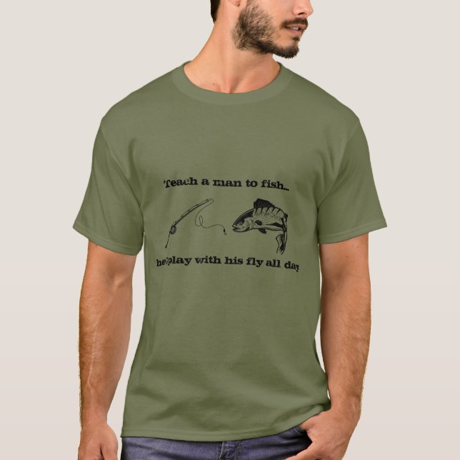 Camiseta Camisa-T Escura Básica, Tea De Pesca De Voo (Frente)