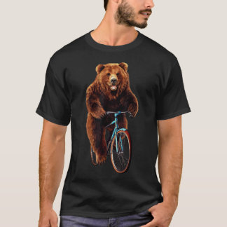 Camiseta Camisa-T - Feliz Urso Grizzly, Ciclismo De Montanh