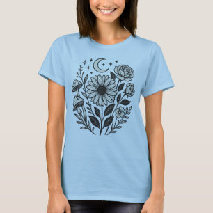Camiseta Camisa-T feminina de gráficos de cluster floral