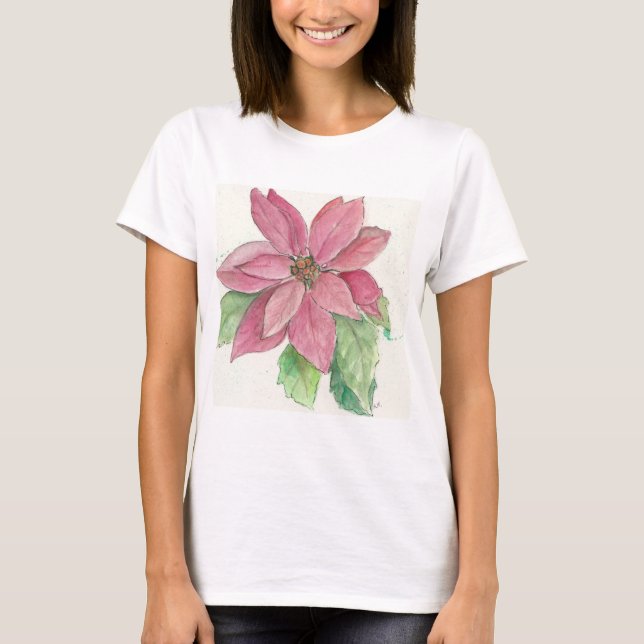 Camiseta Camisa-T feminina de Poinsettia (Frente)