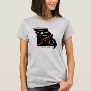 Camiseta Camisa-T feminina do Eclipse Solar do Missouri