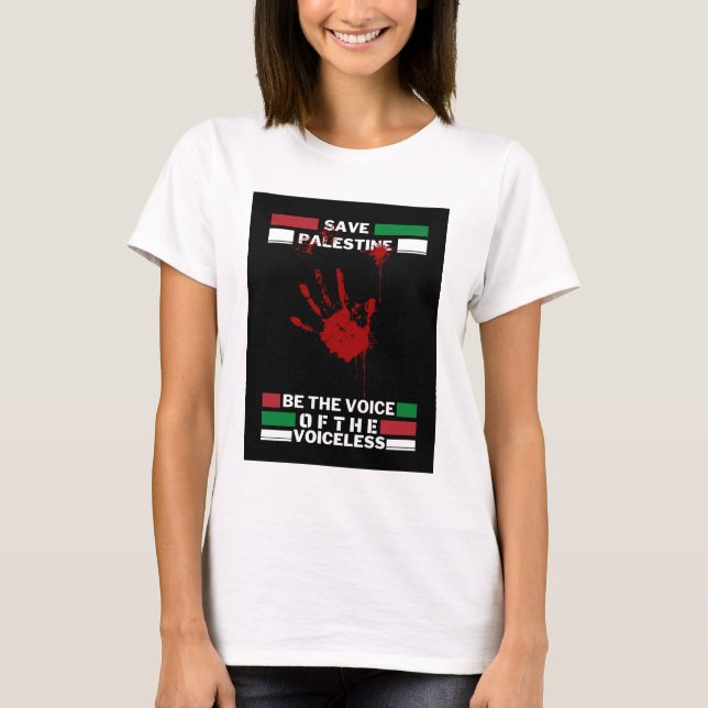 Camiseta Camisa-T feminina livre na Palestina | Salvar Gaza (Frente)