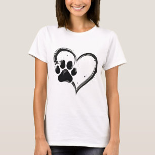 Camiseta Camisa-T feminina para impressão de pata-coração