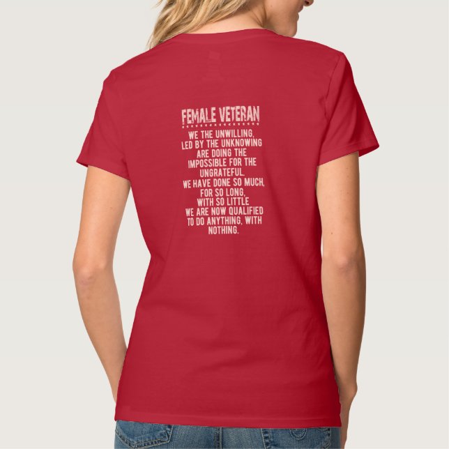 Camiseta Camisa-T feminina veterana (Verso)