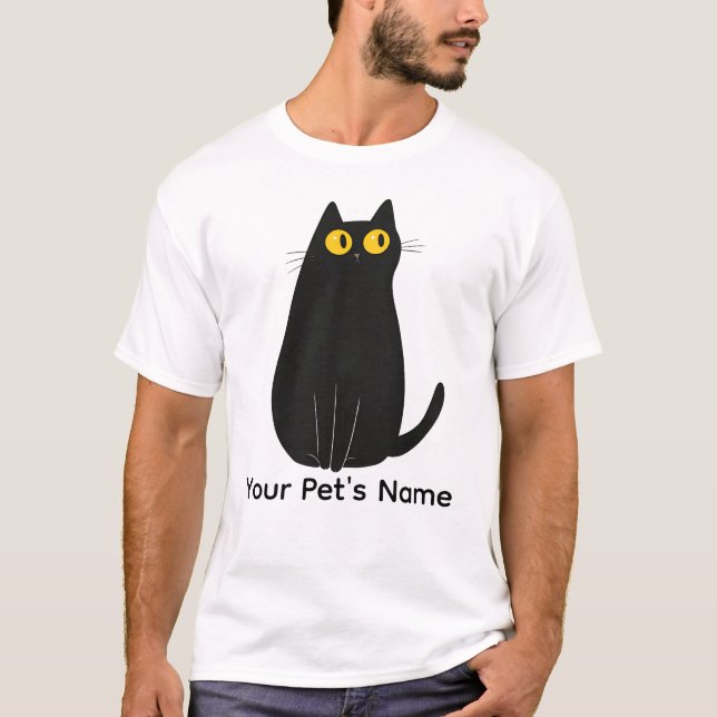 Camiseta Camisa-T-Gato Preta-Gato-Gato-Gato-Gato-Lover Tee (Frente)