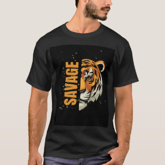 Camiseta Camisa-T Gráfica De Rosto De Tigre