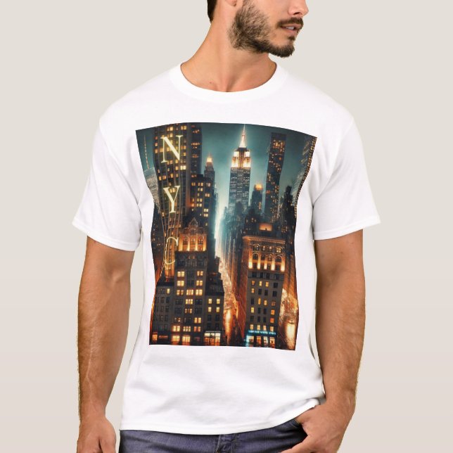 Camiseta Camisa-T Gráfica NYC - Design Nova Iorque Icônico (Frente)