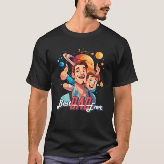 Camiseta Camisa-T ilustrada de melhor Pai em banda desenhad