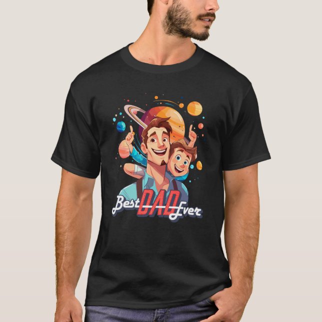 Camiseta Camisa-T ilustrada de melhor Pai em banda desenhad (Frente)
