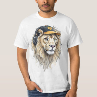 Camiseta Camisa-T Impressa Com Lion Maiestoso - Pescoço Red