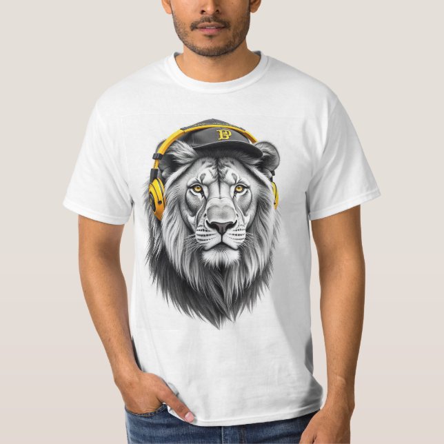 Camiseta Camisa-T Impressa Com Lion Maiústica - Pescoço Red (Frente)