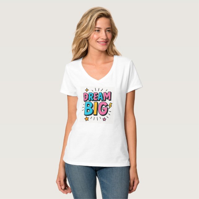Camiseta Camisa-T Inspiradora Grande Sonho (Frente Completa)