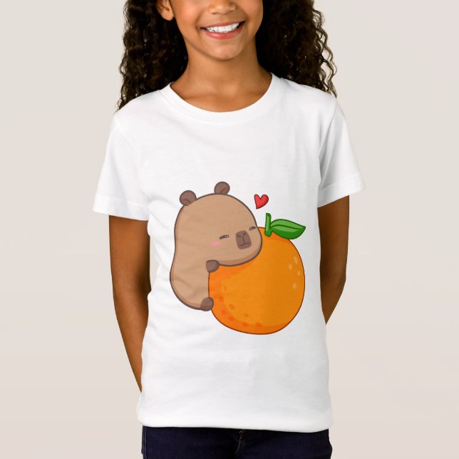 Camiseta Camisa-T Laranja Comida Por Capa (Frente)