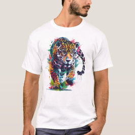 Camiseta Camisa-T-leopardo-de-pintura colorida