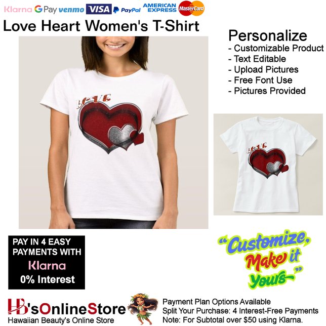 Camiseta Camisa-T-mulher de coração branco (Love Heart Women's T-Shirt with White Background.)