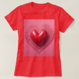 Camiseta Camisa-T-mulher do Coração Vermelho