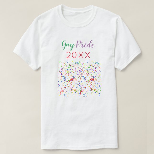 Camiseta Camisa-T Orgulho gay festiva e colorida (Frente do Design)