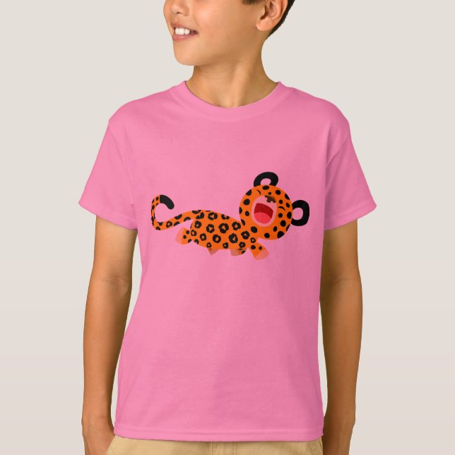 Camiseta Camisa-T para crianças leopardo lindas (Frente)