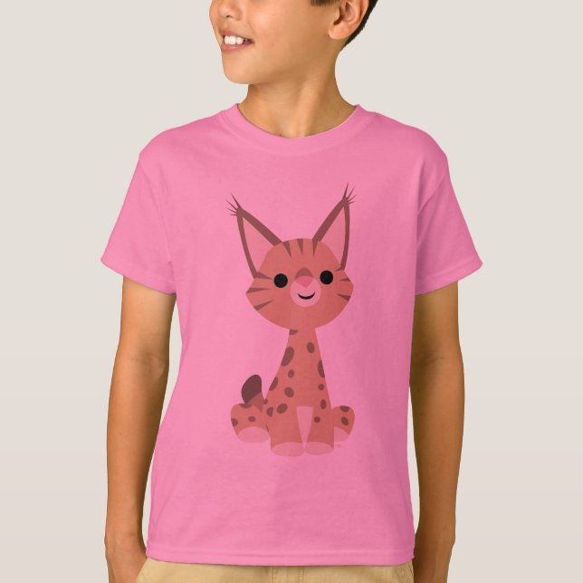Camiseta Camisa-T para Crianças Lynx de Cartoon Bonito (Frente)
